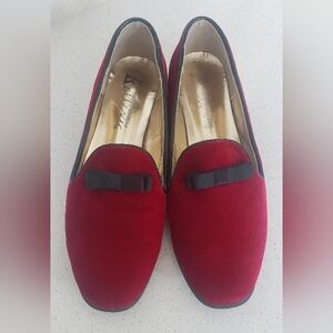 Bellini Red Velvet Loafers with Black Trim 8.5 Medium